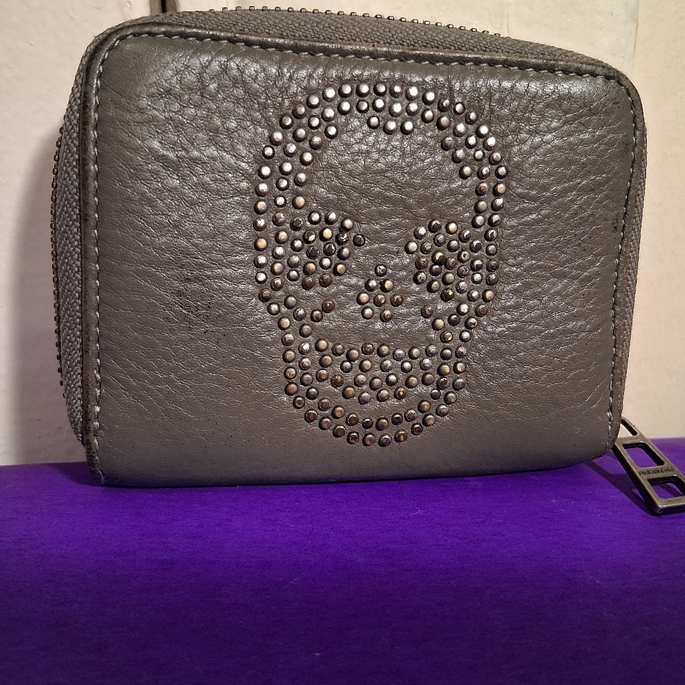 ZADIG & VOLTAIRE SIGNATURE WING Skull  LOGO  Leather MINI WALLET